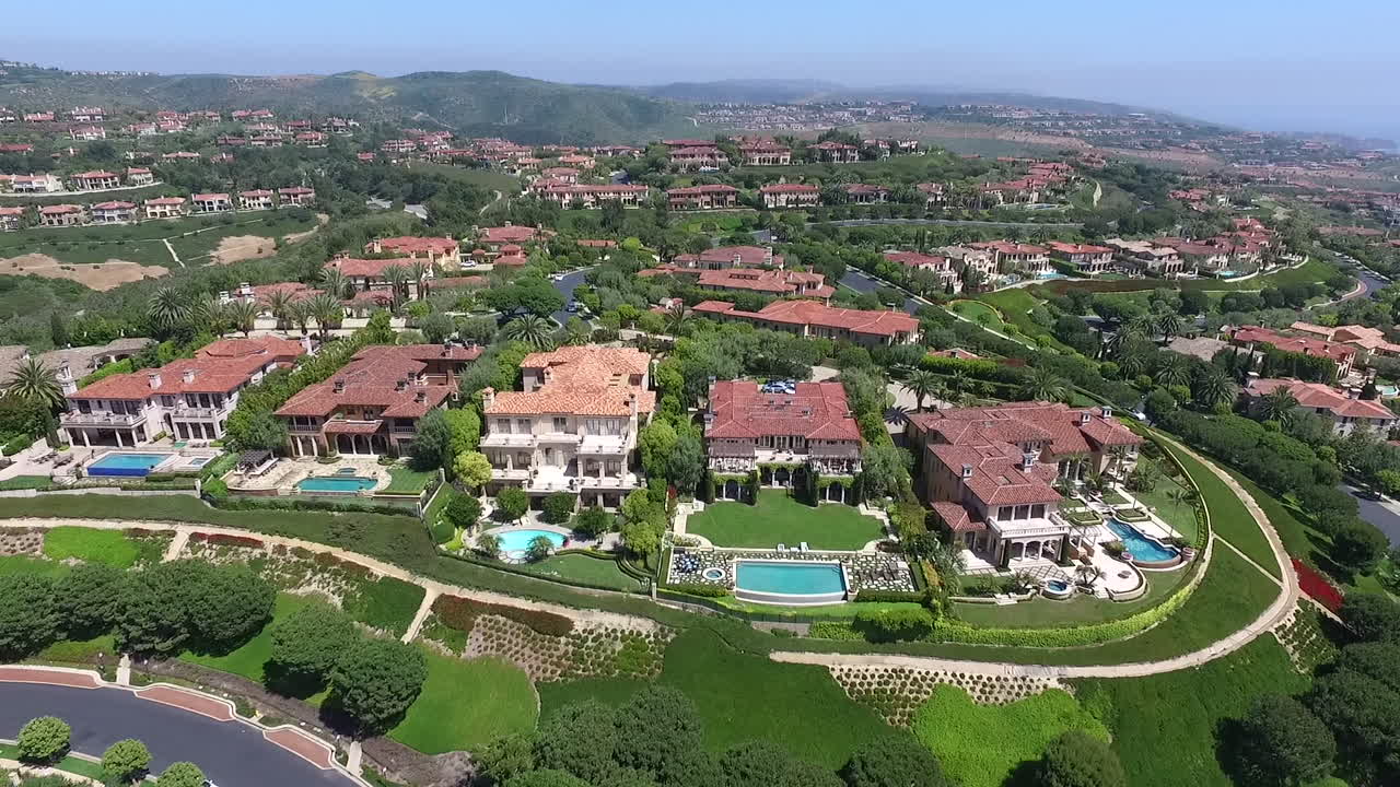 Aerial drone footage over Pelican Hill in Newport Beach, Orange County, California