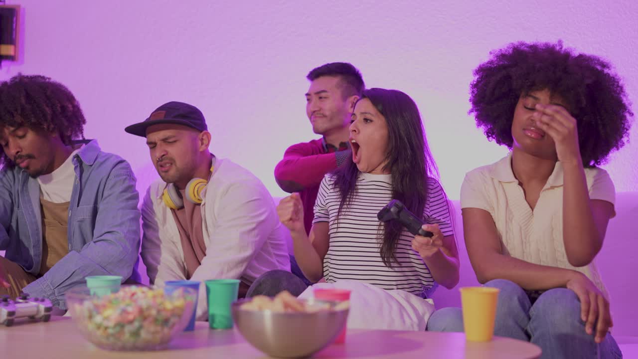 Friends Enjoying a Video Game Session Together