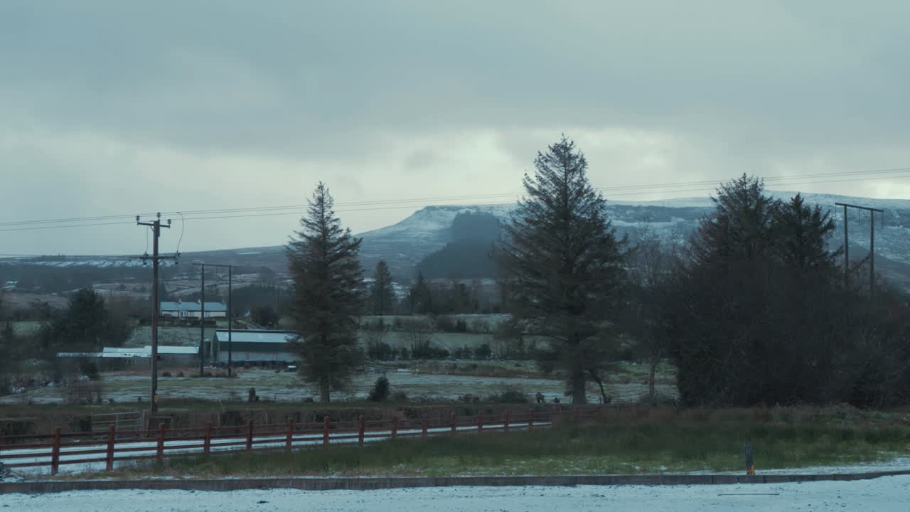 Benbulben mountain snow covered wide landscape Sligo, Ireland