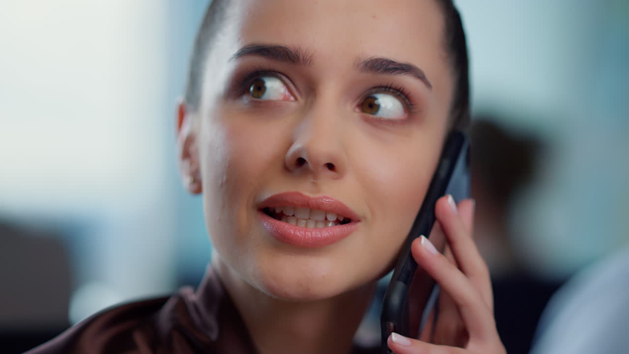 Happy business woman using cellphone