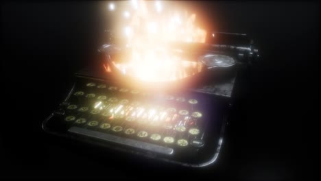 retro typewriter in the fire