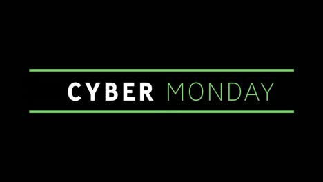 animation of cyber monday sale text on black background