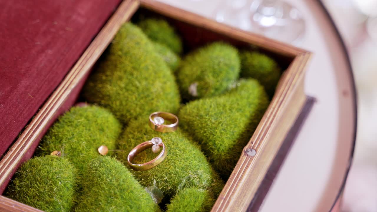 Luxury jewelry for wedding. Close up view of luxury engagement ring in jewelry box