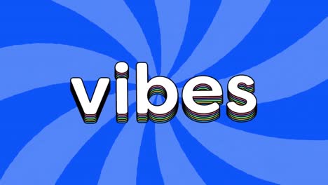 animation of vibes text over lines on blue background