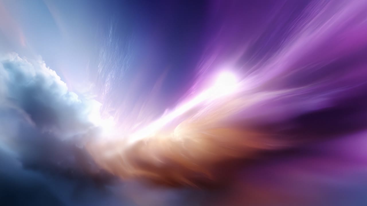 A Spectacular Display of Colorful Clouds and Radiant Light in a Captivating Abstract Sky Scene Representing the Beauty of Nature's Twilight Moments