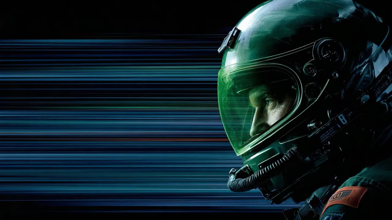 A Profile of an Astronaut in a Futuristic Helmet with a Dynamic Motion Background, Symbolizing the Journey of Space Exploration and Adventure Beyond Earth