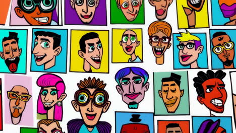 collage of colorful stylized cartoon faces