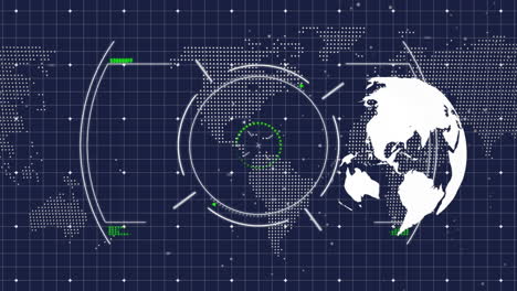 animation of globe and data processing over dark background