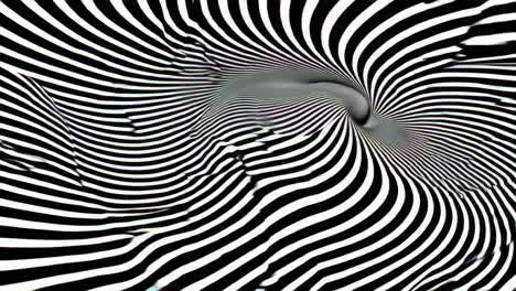 abstract black and white optical illusion with swirling stripes