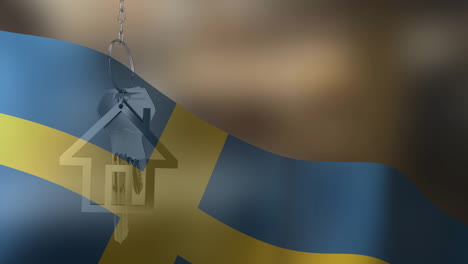 animation of silver house key over flag of sweden