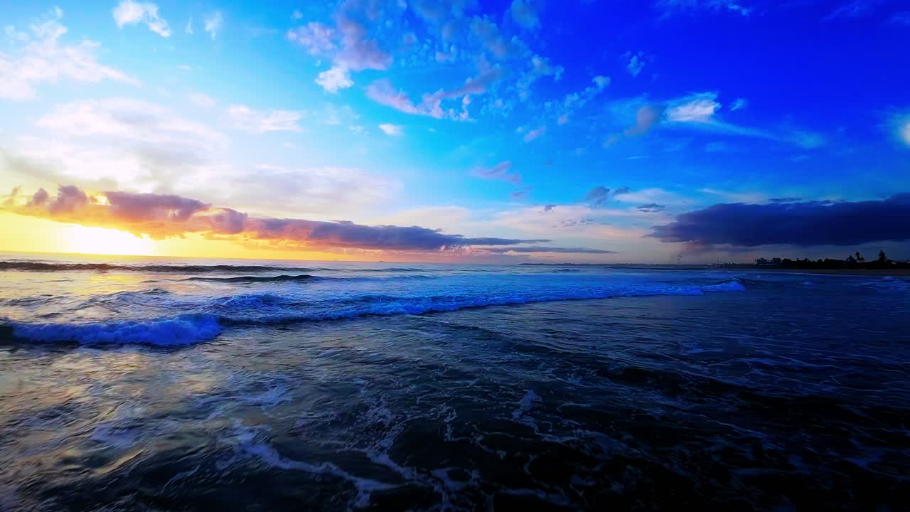 beautiful beach fly pass at sunrise