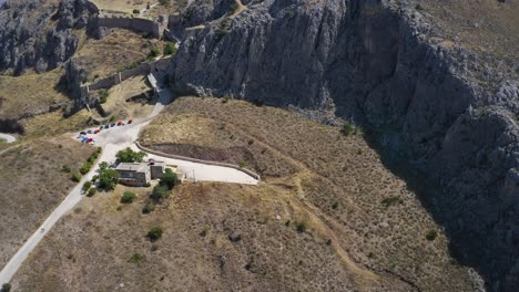 drone aerial view of acrocorinth acropolis in mainland greece