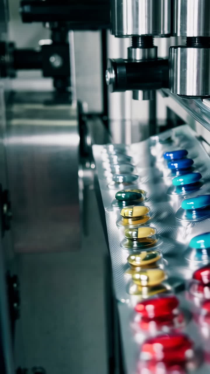 Automated Pill Packaging Line | Premium Stock Video Footage