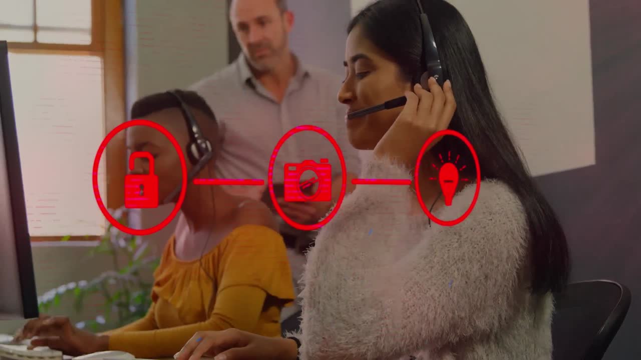 animación de la red de conexiones con iconos sobre colegas de negocios