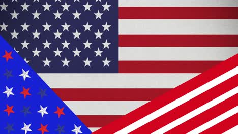 Animation-Beweglicher-Roter,-Weißer-Und-Blauer-Sternenbannermuster-über-Der-Amerikanischen-Flagge