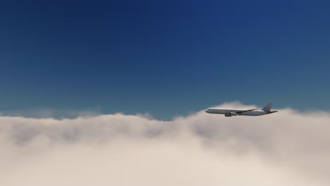 aerial view of commercial airplane above clouds, 4k