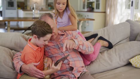 senior caucasian man with grandchildren