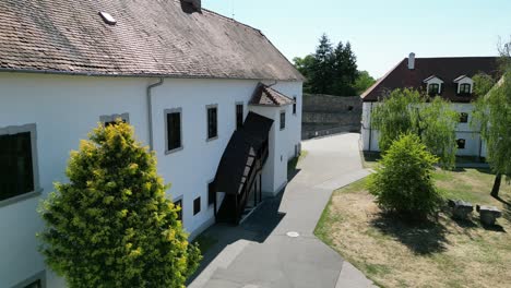 Doboovsky-Kastiel-Castle-in-Levice,-Slovakia,-Aerial-drone-shot