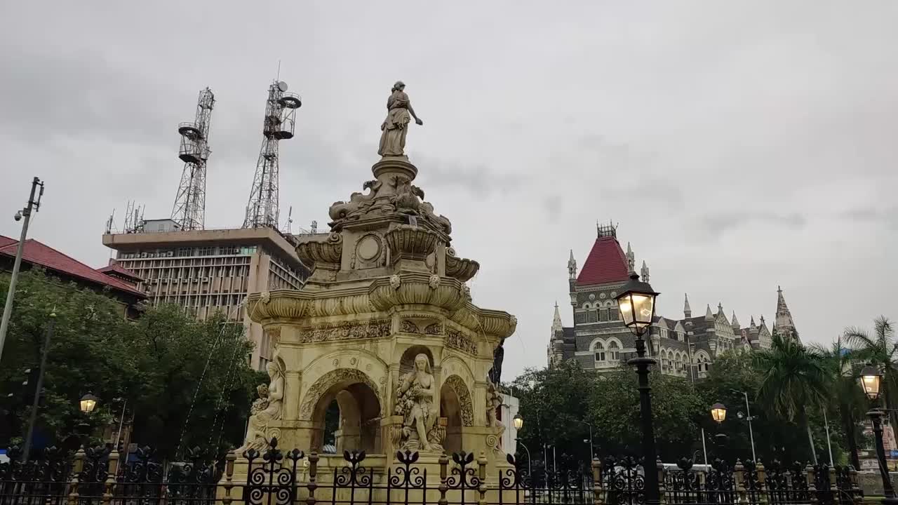 Flora Fountain - Flora Fountain is at the Hutatma Chowk, South Mumbai, Maharashtra, India. Hyperlapse video of Flora Fountain in a rainy day.