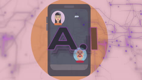 animación de chat en el teléfono inteligente y la red ai
