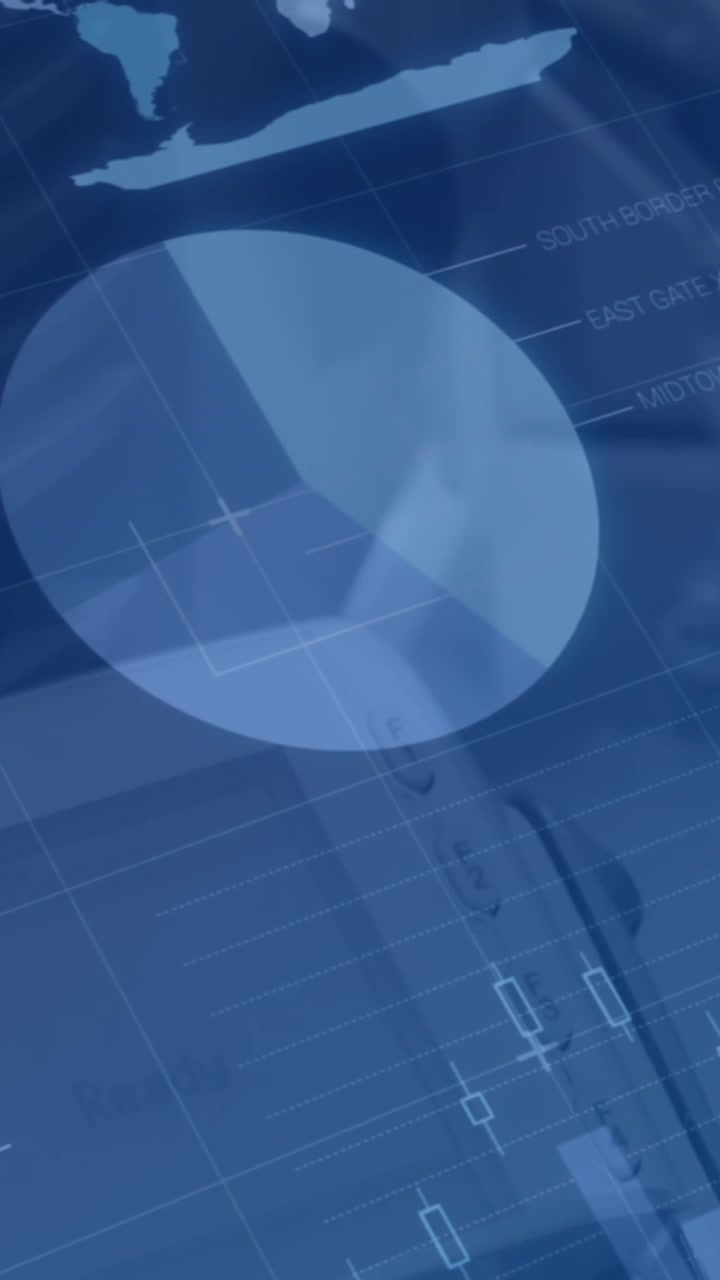 Animation af behandling af finansielle data over blå baggrund