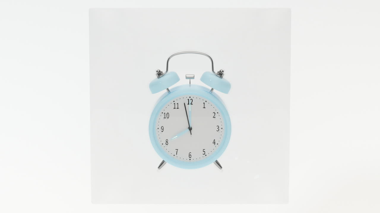 클래식 알람 시계, 얼어붙은 8시, 3d 렌더링