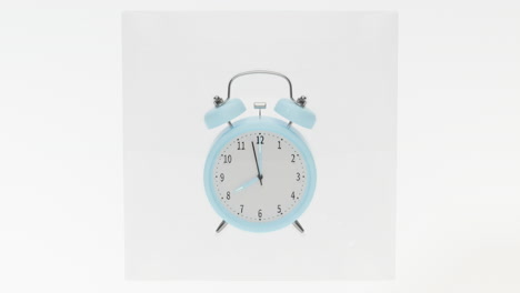 classic alarm clock, frozen at eight o 'clock, 3d rendering.