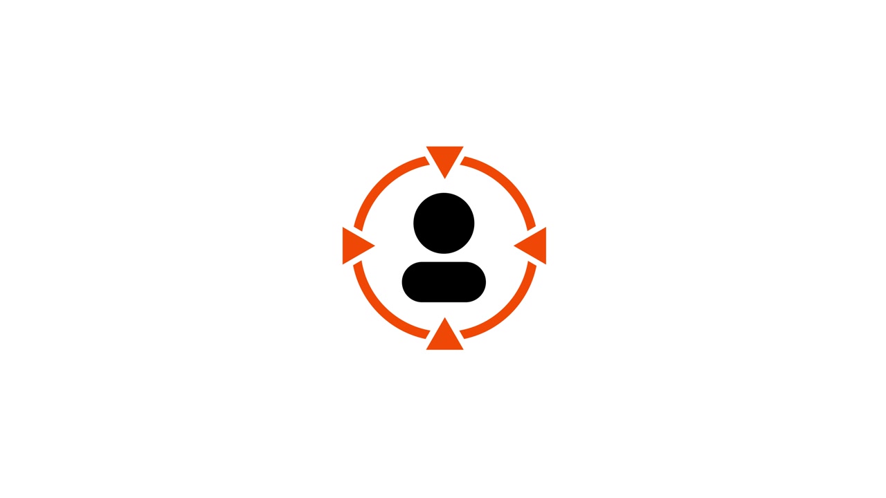 Focus or targeting icon with a person silhouette animation isolated on white background
