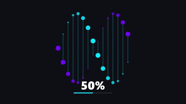 Digital Loading Progress Bar with Animated Abstract Dots