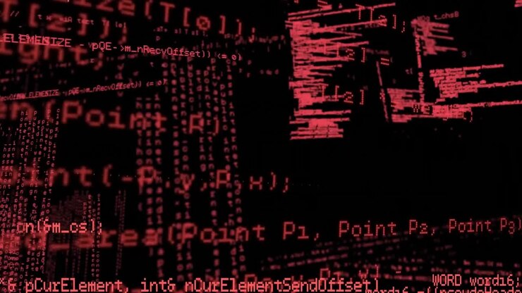 Animation of red glowing data processing