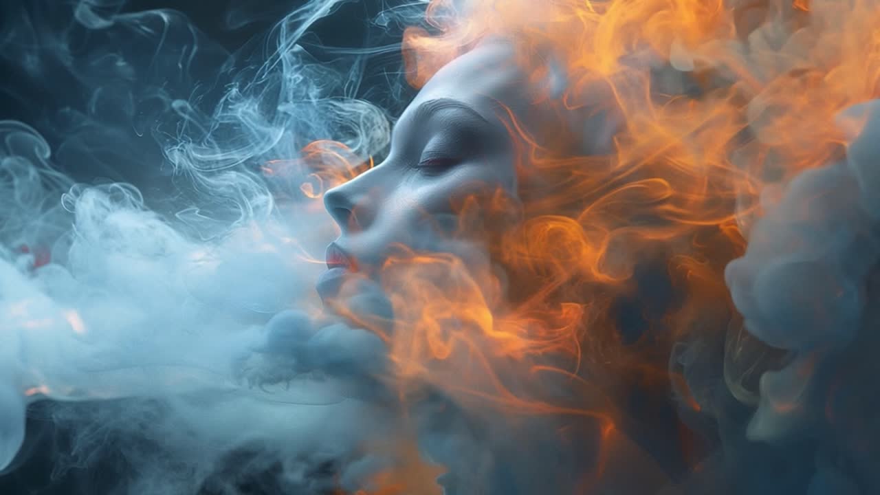Abstract Portrait of a Woman with Smoke