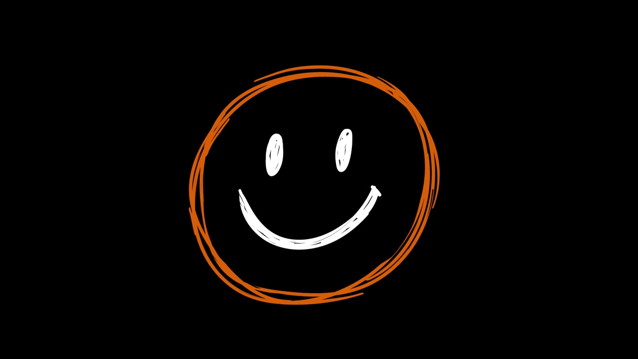 Hand-Drawn Animated Smiley Face Appearing and Disappearing on Black Background