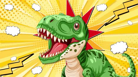 dinosaur roaring with comic-style effects