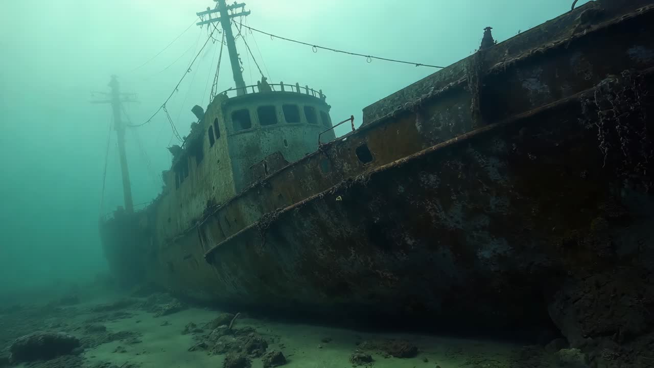 얼룩진 수중 선박 붕괴