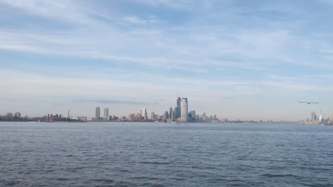 jersey city skyline from across the hudson river