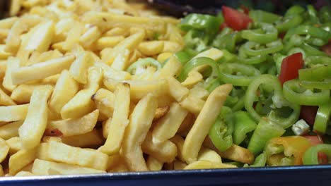 french fries and vegetables