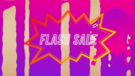 animation of flash sale text in retro speech bubble