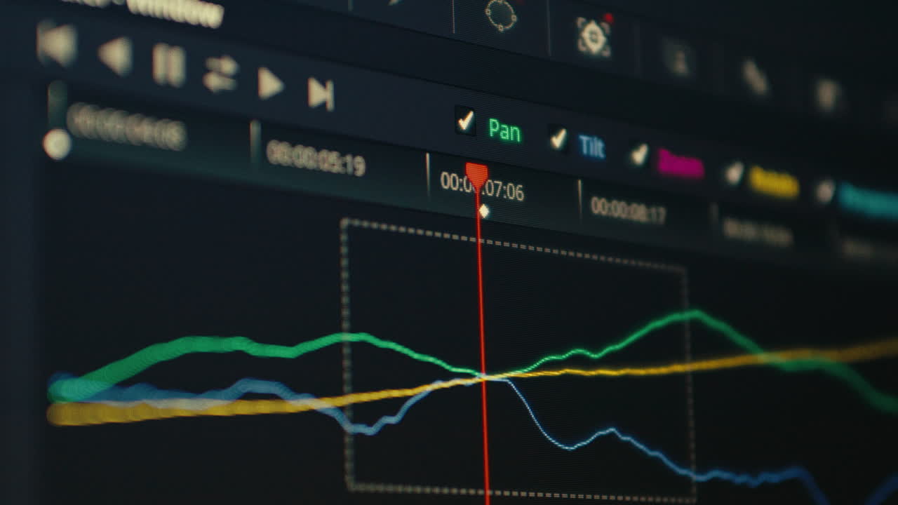 Color Correction Timeline With Cursor Arrow Moving On Computer Monitor