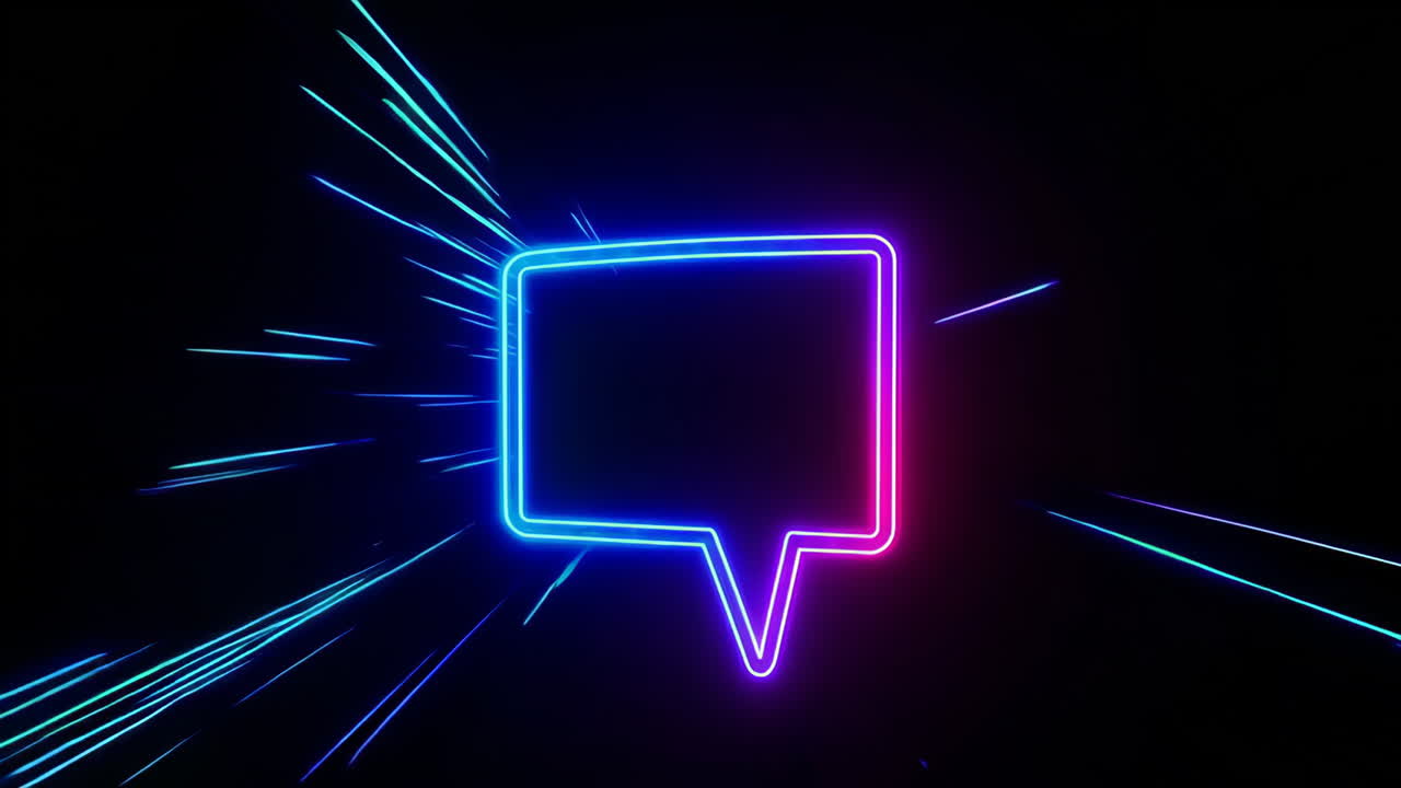 Neon Speech Bubble with Speed Lines