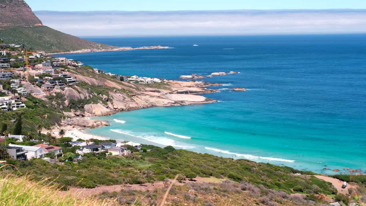 Top view from vantage point over affluent Llandudno seaside suburb and beach
