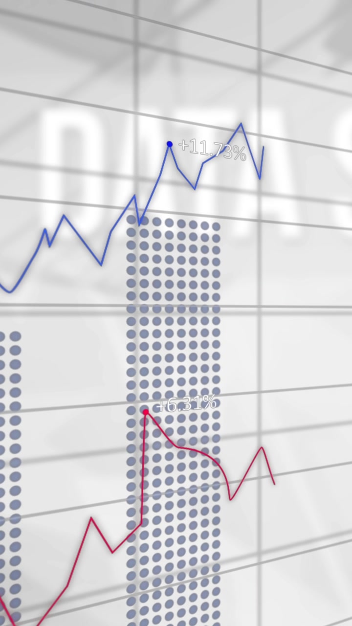 Animation of financial data processing on white background