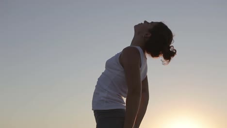 lady doing yoga stretches 31