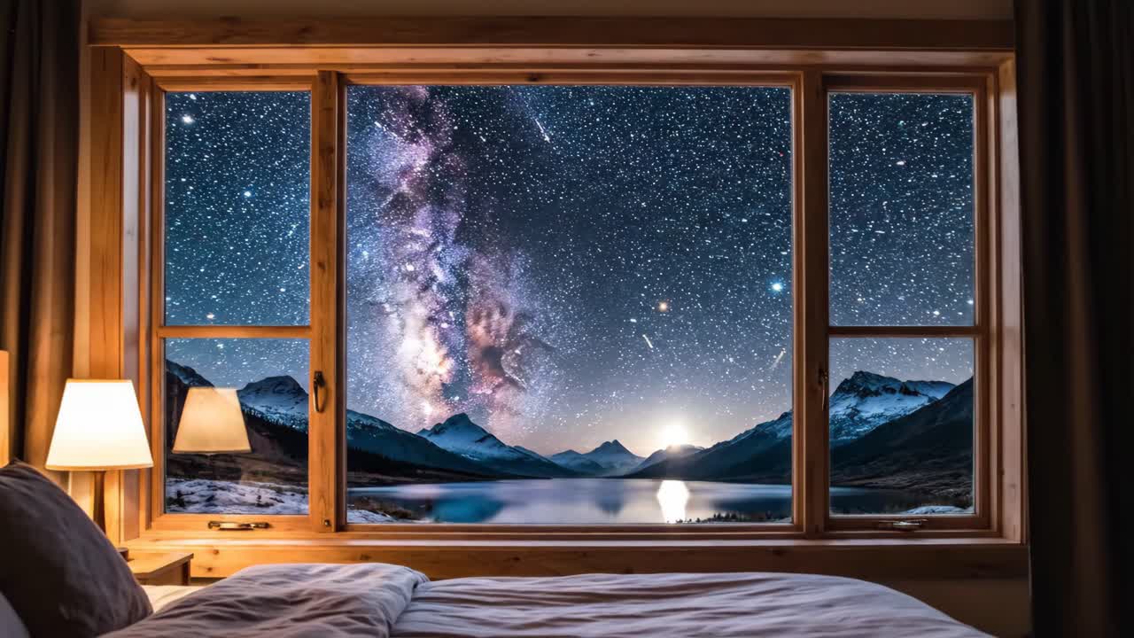 Night Sky Mountain View from Bedroom Window
