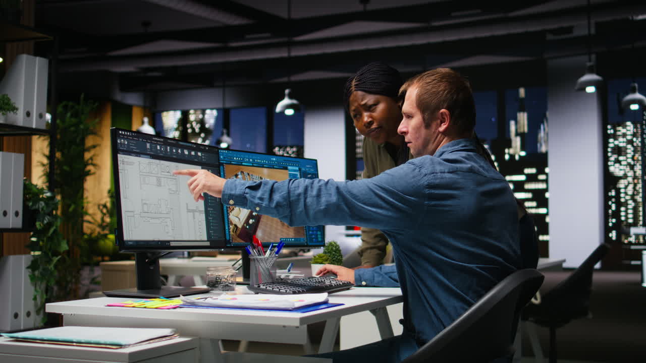 Diverse engineers team creates 3D render of apartment interior