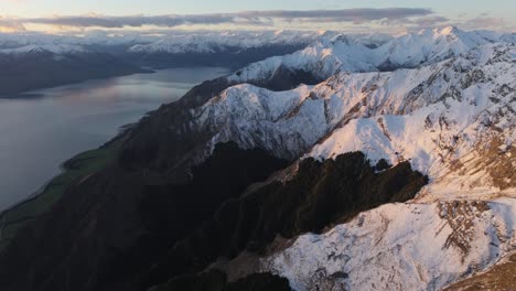 Beautiful-aerial-view-of-Lake-Hawea,-New-Zealand