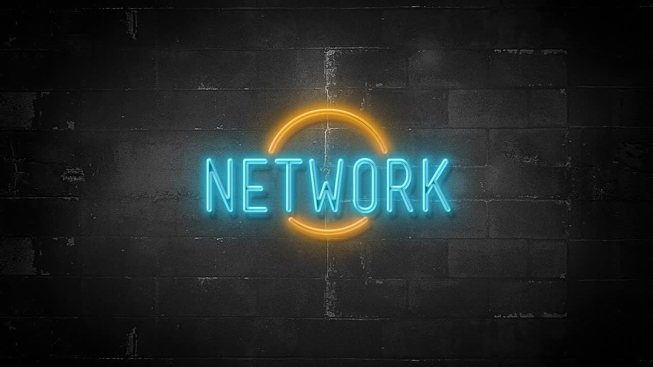 Messaggio di rete su insegna al neon tremolante in risoluzione 4K