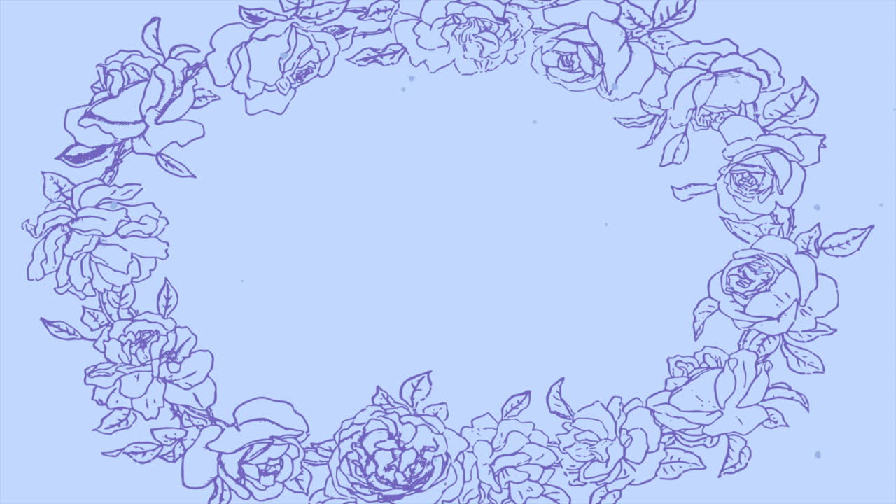 원 안의 빈티지 블루 꽃