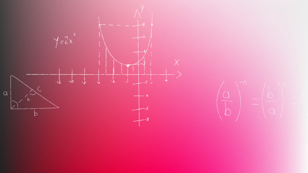 분홍색 배경에 수학적 데이터 처리의 애니메이션