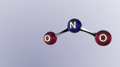 renderização cgi de alta qualidade de um modelo molecular científico de uma molécula de dióxido de nitrogênio, com espaço à esquerda da tela para adicionar informações ou dados