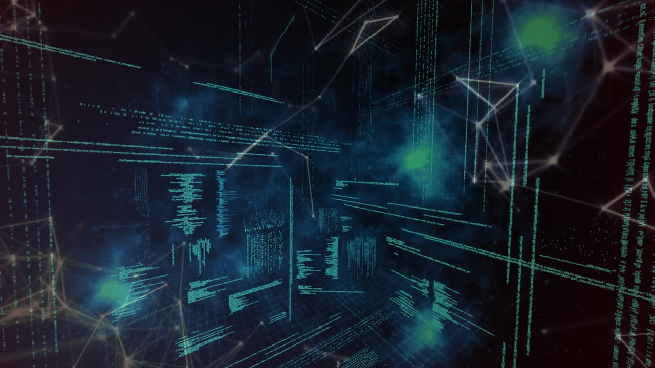 Science Composition Coded text in the background combined with animated triangles